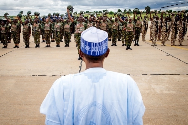 Buhari with troops deployed to engage bandits