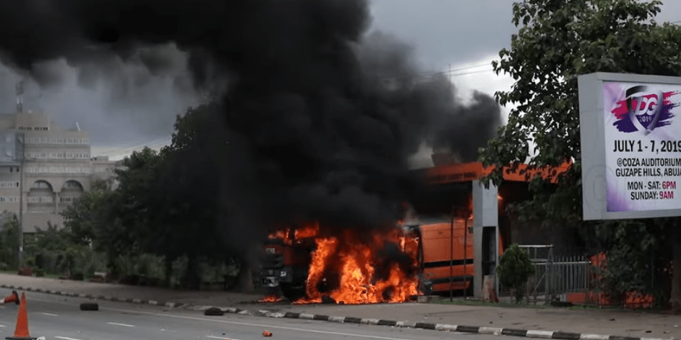 Shiites Protest Abuja Burnt NEMA vehicle