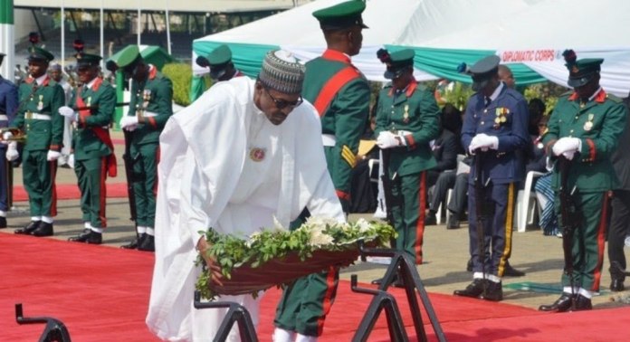 buhari honoring soldiers at armed forces remembrance day