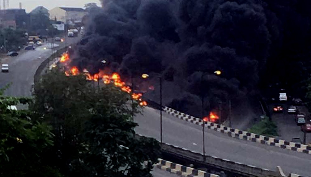 Tanker explosion on Otedola Bridge Lagos Ibadan