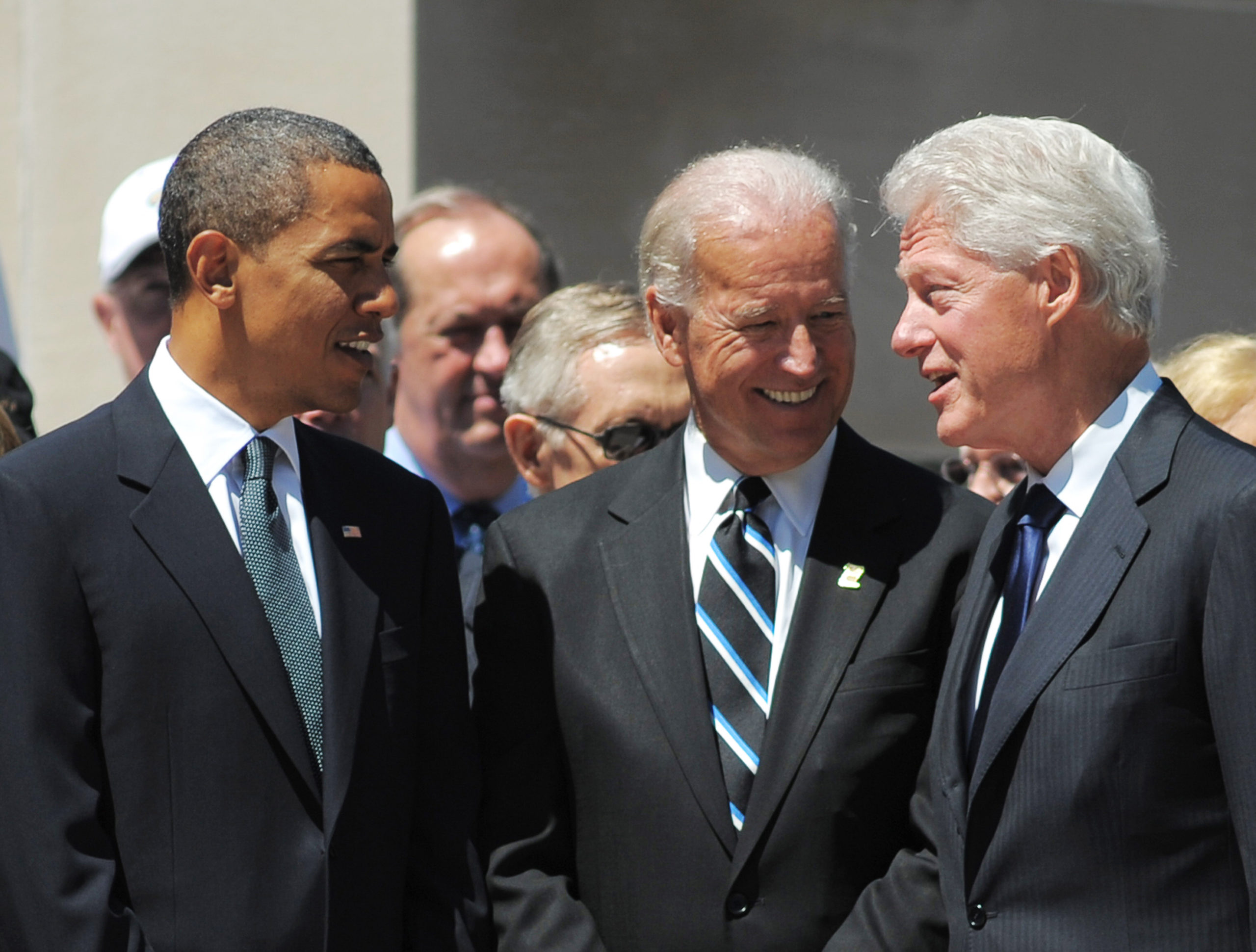 Barack Obama Joe Biden and Bill Clinton scaled