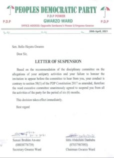 Letter of Suspension