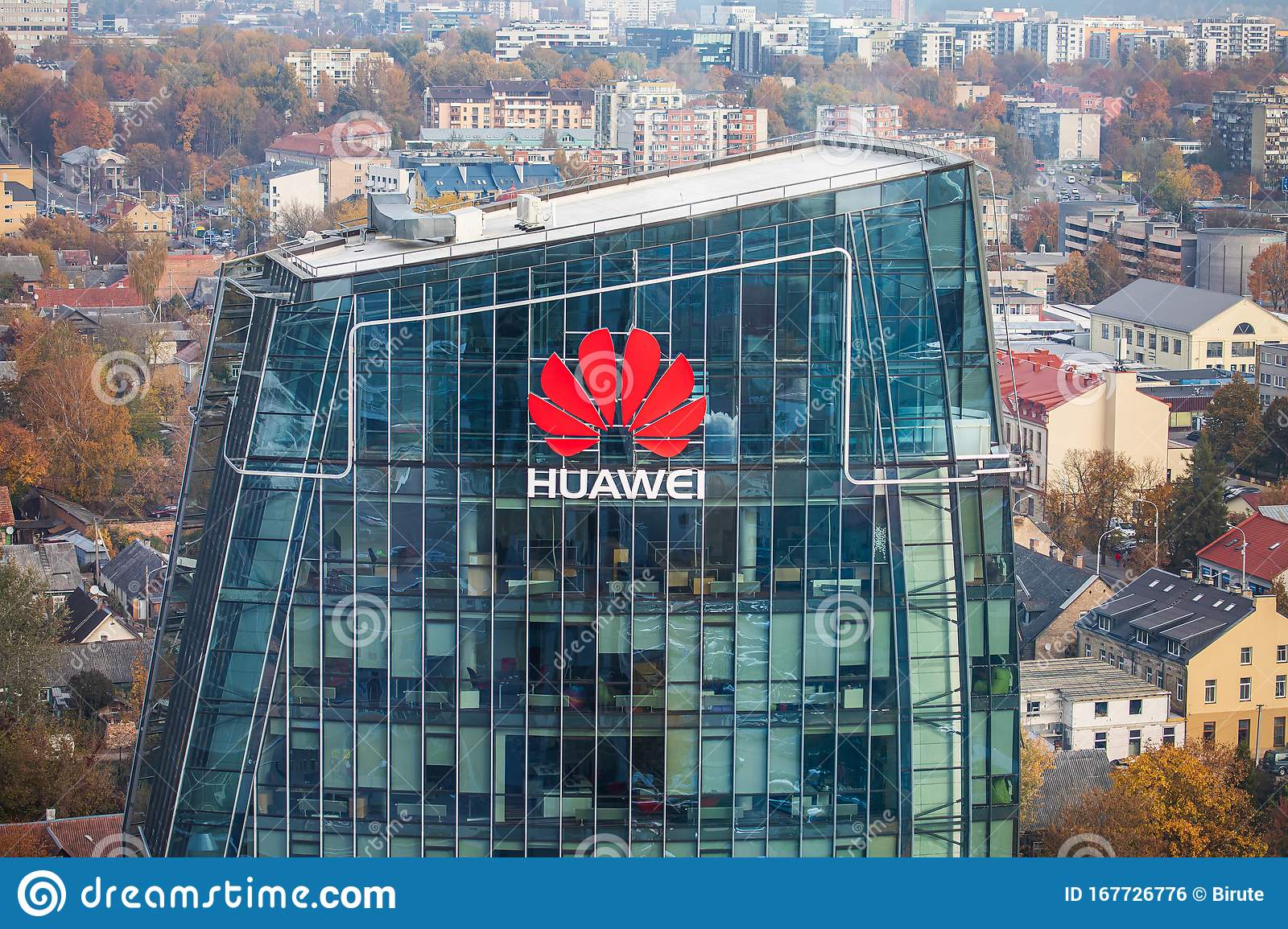 Huawei logo building