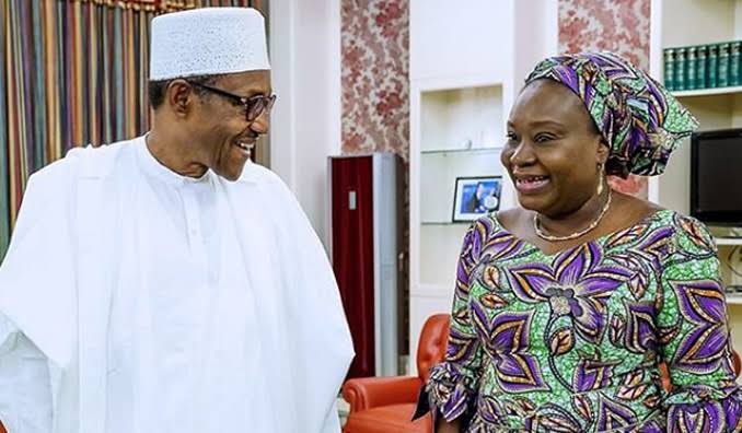 L R Muhammadu Buhari and Folasade Yemi Esan