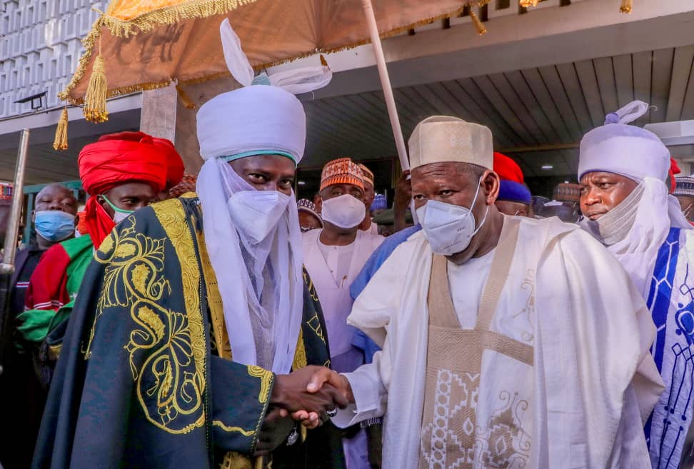 R L Gov. Abdullahi Umar Ganduje and Emir of Rano Ambassador Kabiru Muhammad Inuwa
