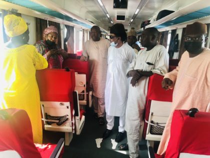 Shehu Sani in the train with other passengers