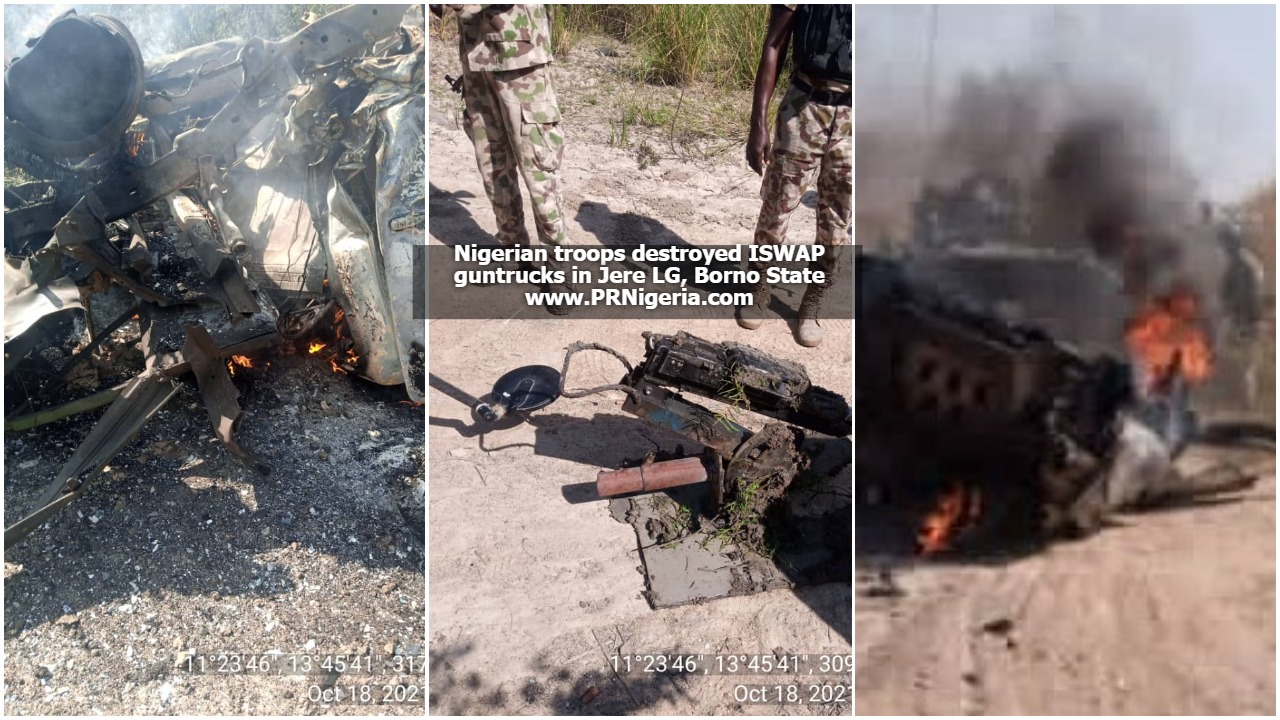 troops Destroy ISWAP guntrucks in Jere Borno State