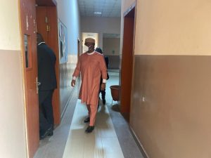 Former Minister of Aviation Femi Fani Kayode on Tuesday arriving an Ikeja Special Offences Court Lagos for his arraignment for alleged forgery