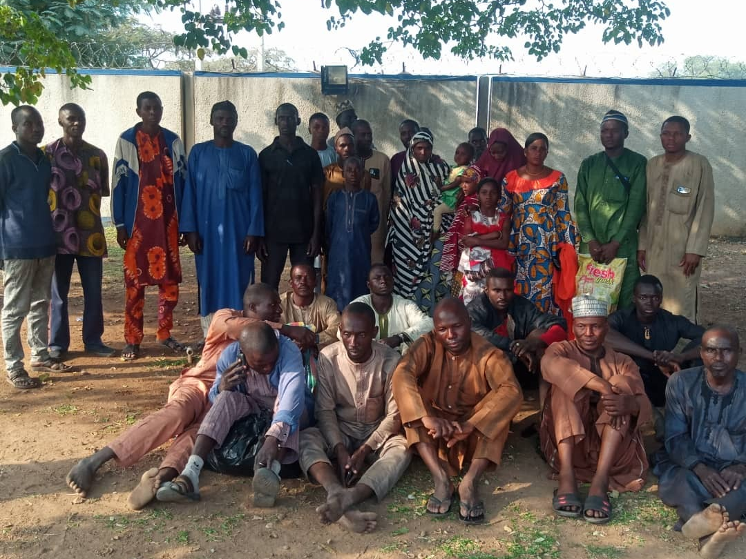 The rescued abducted travellers in Kaduna