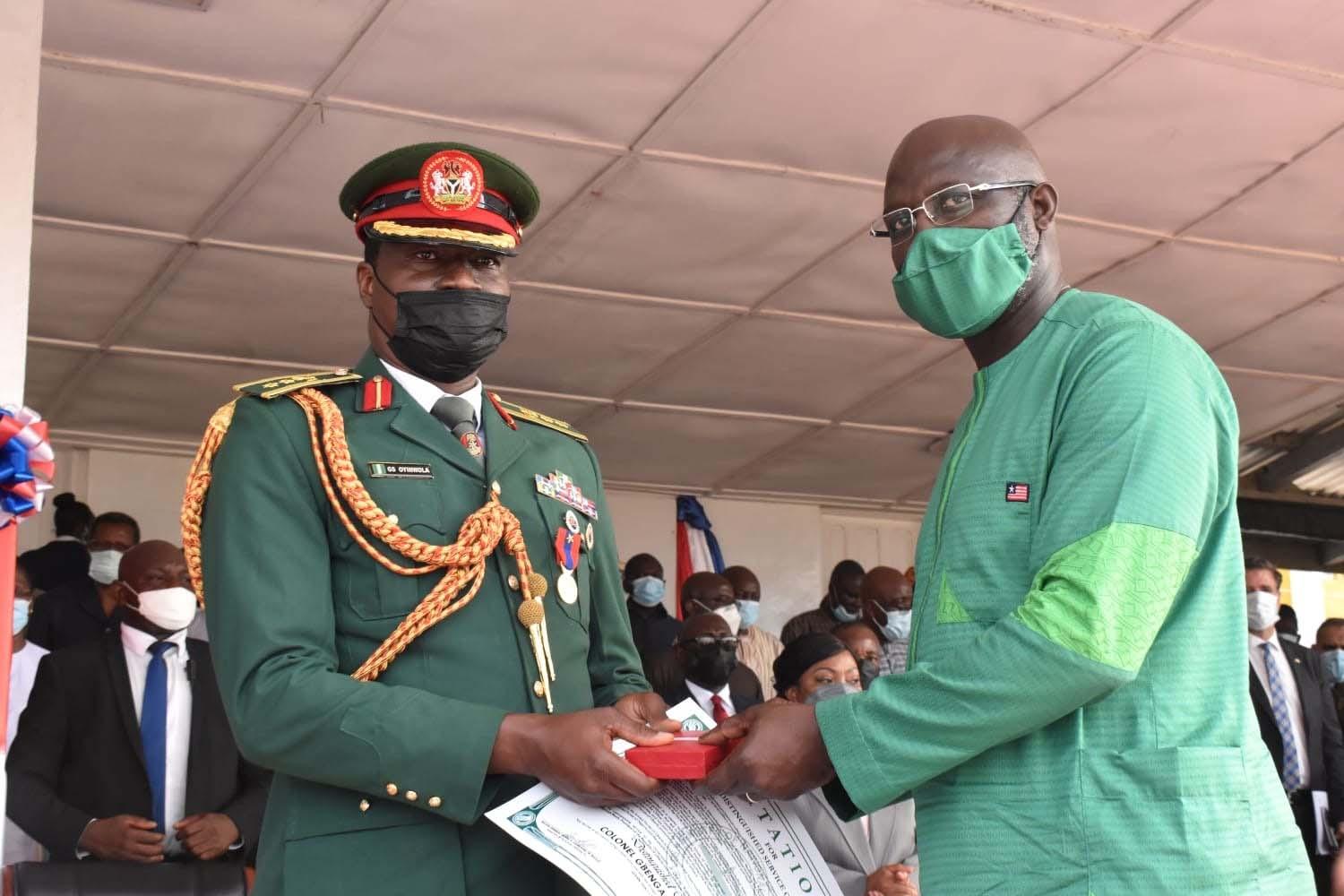 Liberian President confers award on Nigerian Army officers