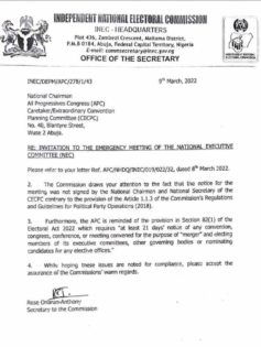 INEC letter to APC