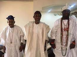 L R Alaafin of Oyo Rauf Aregebsola and Ooni of Ife