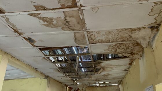 Broken ceiling inside the Bardo PHC 1