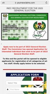 Fake, INEC Recruitment Portal ,ad hoc staff, general election