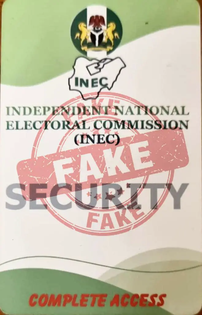 INEC, Fake Security ID, Election, , Complete Access