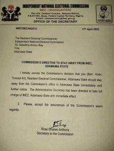 INEC Letter to REC 1