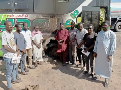 The Bus conyeing Nigerian students from Sudan
