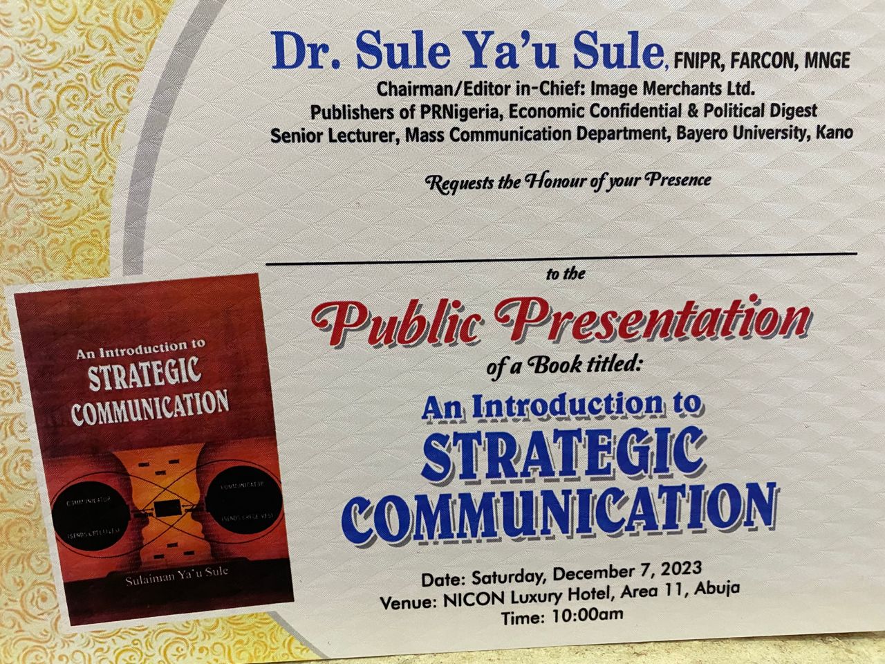 PR Guru, IMPR , Sule Yau ,‘Strategic Communication’