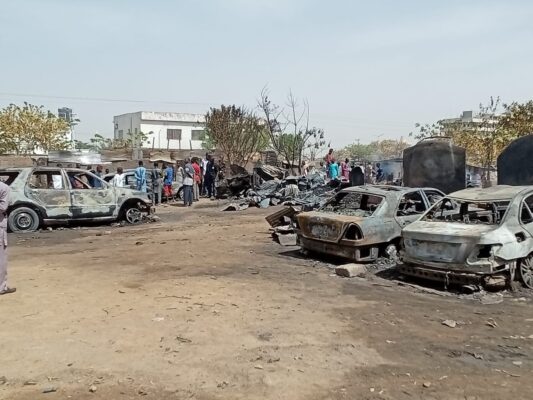 Fire, cars, carpentry workshops , Kano