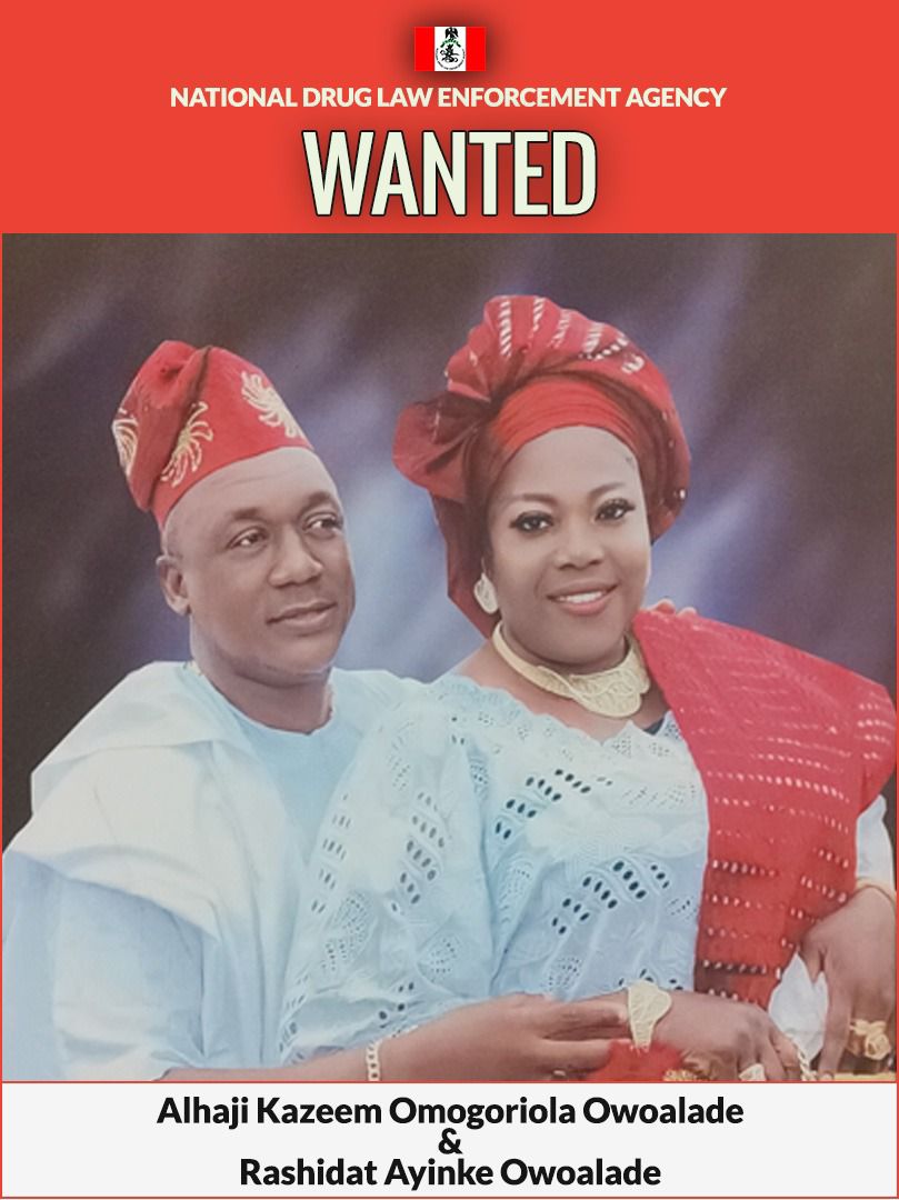 NDLEA, couple, wanted, arrest, cartel, cocaine ,, Lagos